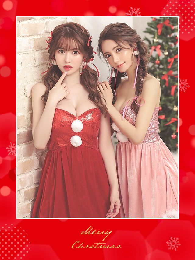 サンタ コスプレ サンタ衣装 仮装 セクシー クリスマス サンタクロース Tika ティカ 胸元スパンコール付きベアサンタコスチュームセット