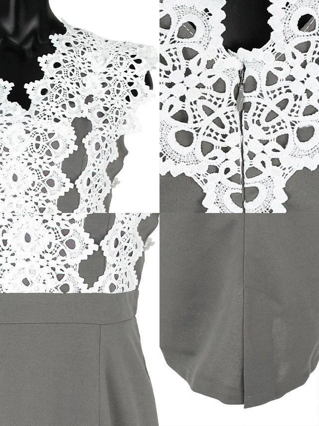 キャバドレス ミニドレス タイト ミディアムドレス 膝丈 ワンピース Tika ティカ フェミンレース切り替えミディアムタイトドレス