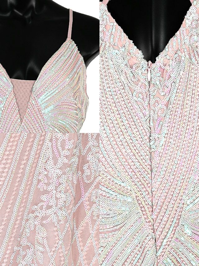 キャバドレス ロングドレス タイト マキシ丈 セクシー  大きいサイズ バースデー Tika ティカ バックオープンストラップスパンコールデザインマーメイドエレガントロングドレス