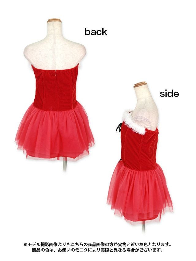 コスプレ サンタ サンタコスプレ クリスマス 可愛い 仮装 Tika ティカ レースアップベロア切り替えボリュームチュールサンタコスプレ