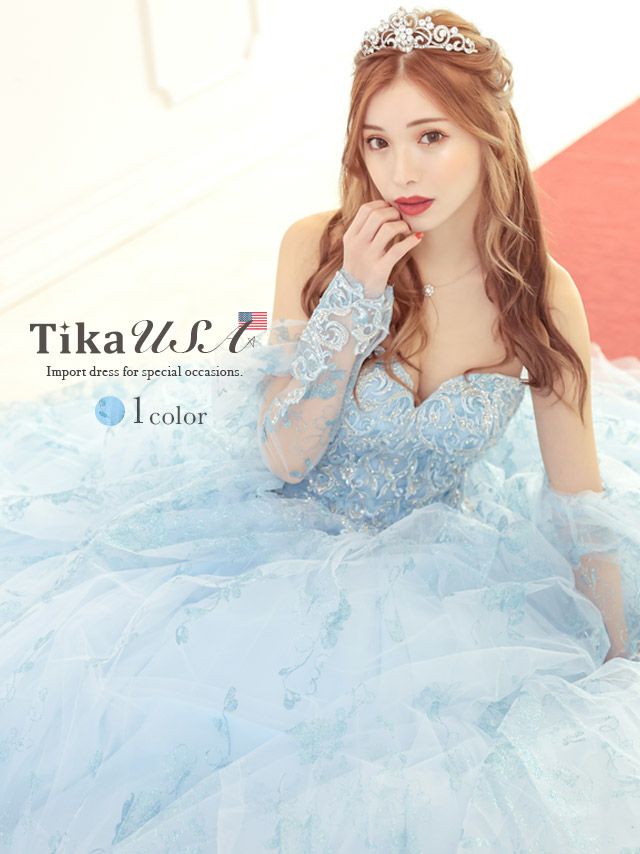 LA直輸入 エレガントビジュー刺繍ゴージャスラメプリンセスラインインポートAラインロングドレス (XSサイズ Sサイズ) (みゆう キャバドレス着用)