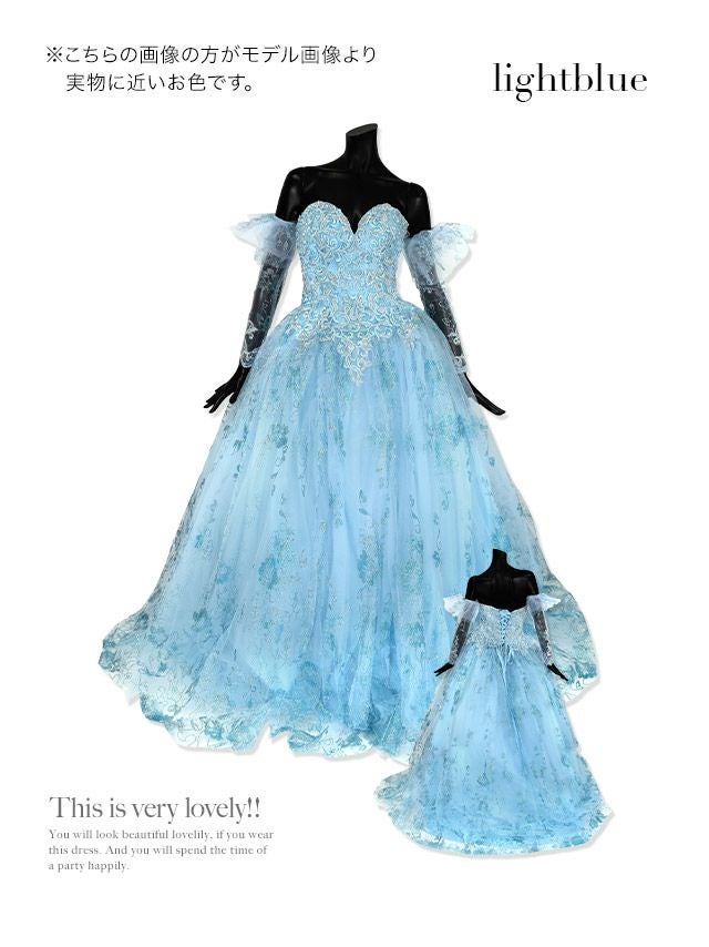 キャバドレス ロングドレス マキシ丈 バースデー　イベント Aライン Tika ティカ エレガントビジュー刺繍ゴージャスラメプリンセスラインロングインポートドレス