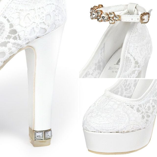 キャバヒール イメージ3 アンクルビジューストラップデザインレースパンプス