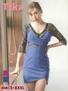 キャバドレス ミニドレス タイト セクシー 大きいサイズ 七分袖 Tika ティカ 袖ありセクシーレース切り替えタイトミニドレス