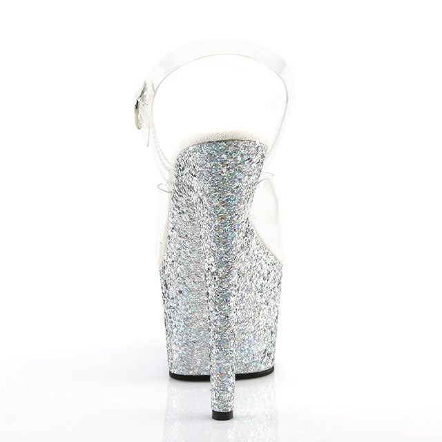キャバヒール イメージ4 グリッターソールクリアアンクルストラップキラキラハイヒールサンダル
