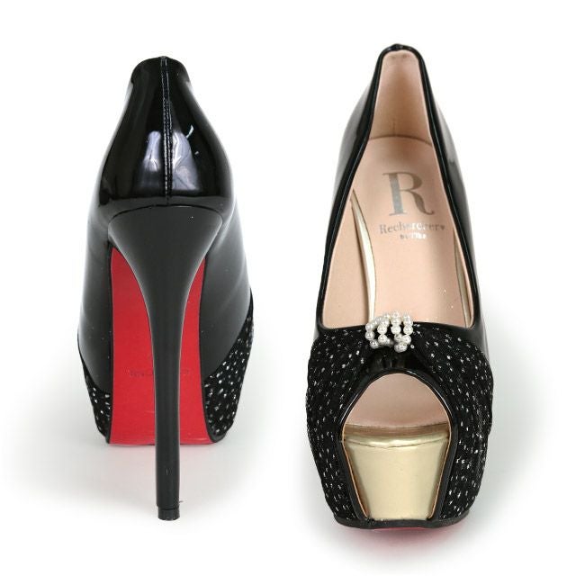 キャバヒール イメージ2 シフォンパールビジュー付パンプス