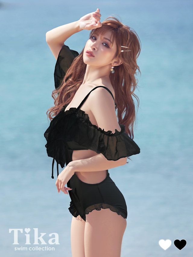 水着 ワンカラーフリルセクシーワンピースビキニ
