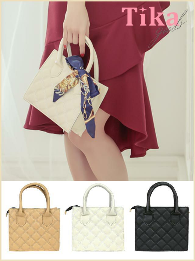 鞄 ハンドバッグ トートバッグ ショルダーバッグ キャバクラ クラブ ラウンジ パーティー Tika ティカ スカーフ付き2Wayミニハンドバッグ