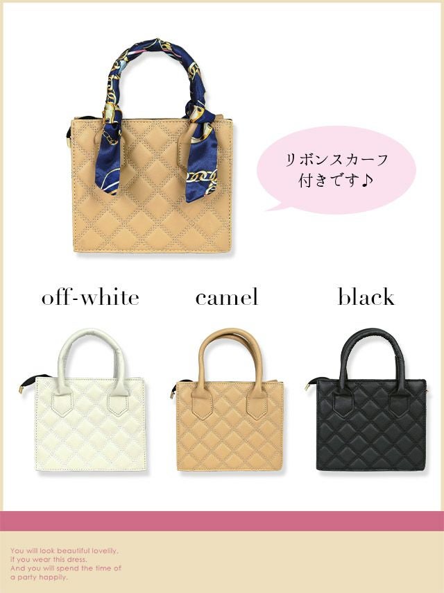 鞄 バッグ ミニバッグ ショルダーバッグ ハンドバッグ 肩がけ 小さめ Tika ティカ サテンスカーフ付き2Wayミニトートバッグ