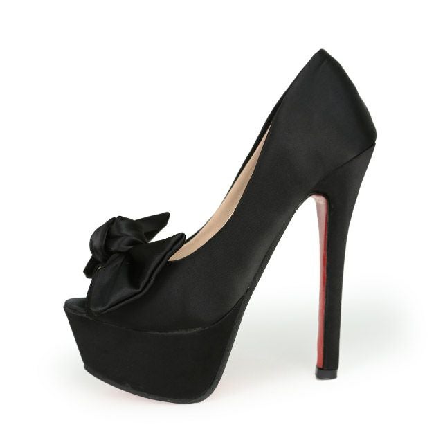 キャバヒール イメージ1 サテンリボン付パンプス