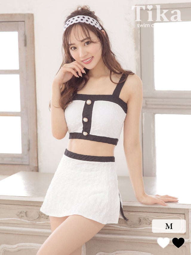 水着 体型カバースカート付きモノトーン韓国風タンキニ