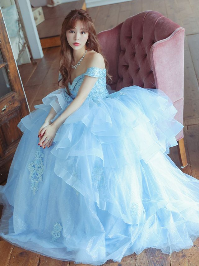 キャバドレス ロングドレス マキシ丈 Aライン バースデー イベント Tika ティカ オフショルダーエレガントビジュー刺繍バックスピンドルゴージャスラメロングインポートドレス