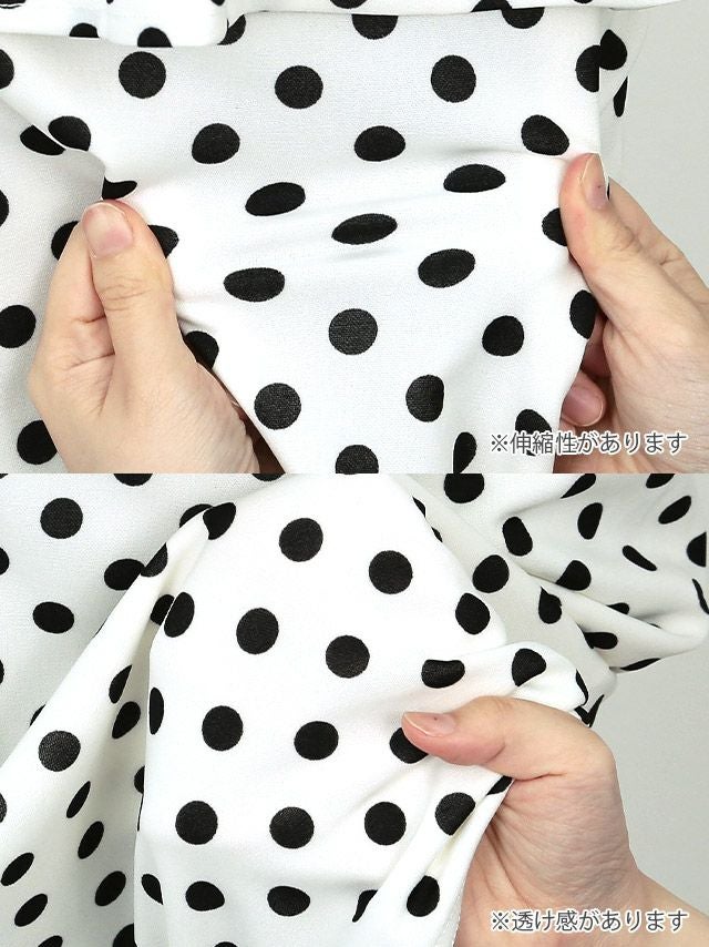 キャバドレス ミディアムドレス タイト セクシー 袖あり 大きいサイズ Tika ティカ ウエストベルト付き半袖シアー切り替えドット柄膝丈ペプラムドレス