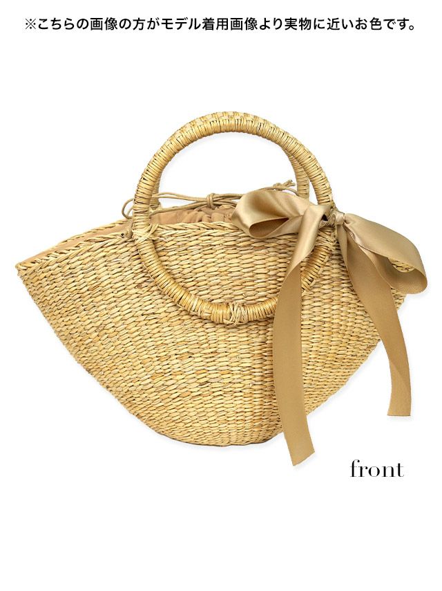 バッグ カゴバッグ 鞄 浴衣バッグ ミニバッグ ハンドバッグ 和装 和服 Tika ティカ リボン付きサークルハンドルかごバッグ
