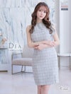 DEA.byROBEdeFLEURS ディアバイローブドフルール 高級ツイード×アシンメトリーノースリーブタイトミニワンピースドレス