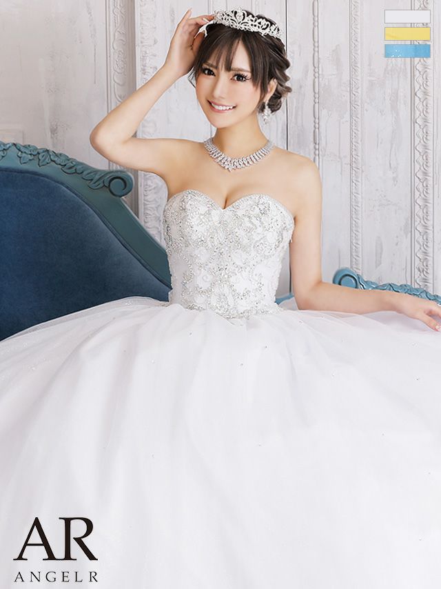 キャバドレス　ロングドレス Angel-R エンジェルアール 高級アッパービジューラボリュームチュールAラインロングドレス