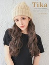 ウィッグ 帽子 ニット帽 巻き髪 ロングヘアー イメチェン Tika ティカ ニット帽子付きロングカールウィッグ