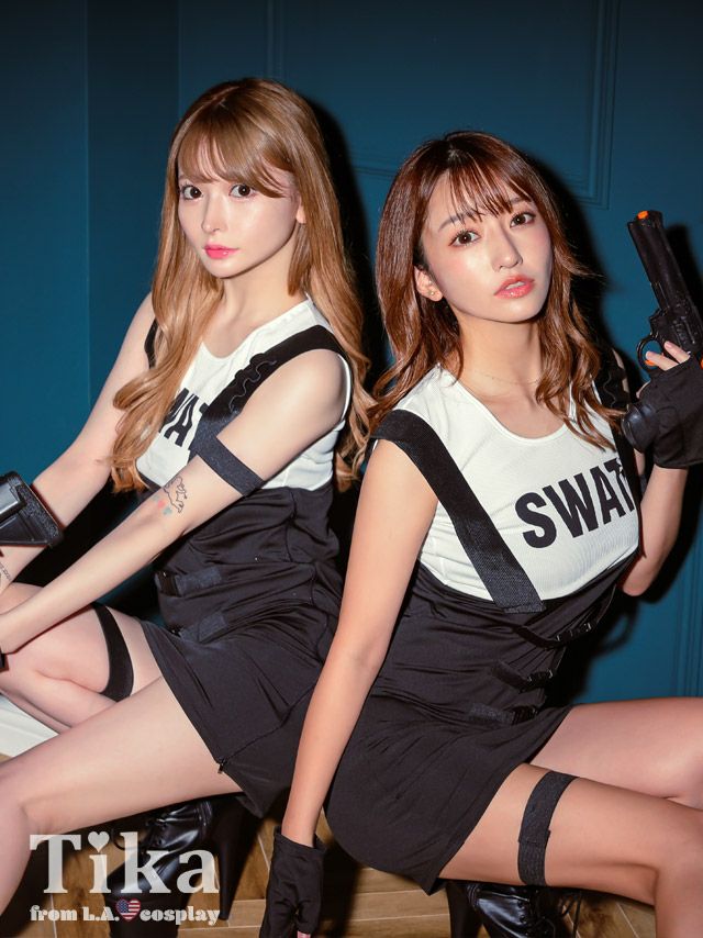 コスプレ ジャンバーミニスカ風ペアSWATセクシーポリス 4点セット