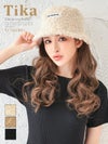 帽子 ウィッグ ハット イメージチェンジ ロング 巻き髪 Tika ティカ ロングカールウィッグ付きボアバケット帽子