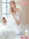 キャバドレス ロング丈 Aライン 大きいサイズ セクシー Tika ティカ キャミソールウエスト刺繍ビジューゴージャスチュールAラインロングドレス