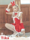 コスプレ サンタ うさぎ クリスマス アニマル 衣装 コスチューム 仮装 Tika ティカ サンタコス 6点set ラブリーフリルリボンバニーサンタコスプレ