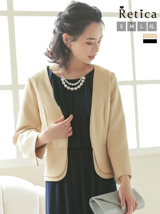 ノーカラーペプラムボレロジャケット