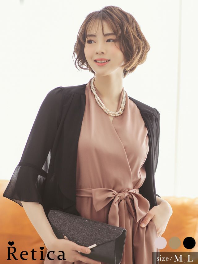 ベルスリーブシフォンショートボレロ