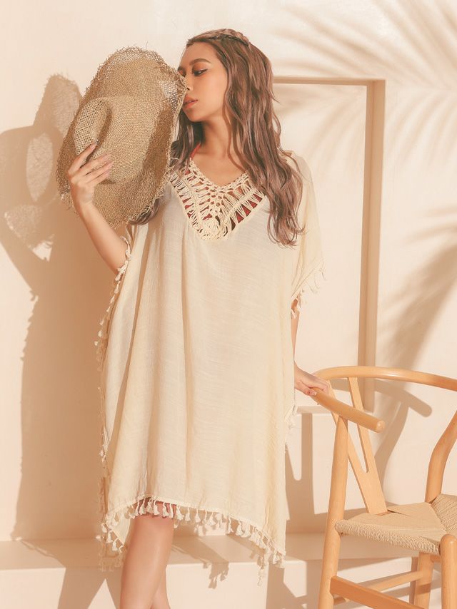 水着小物 タッセルフリンジポンチョワンピース