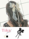 ヘアアクセ ビッグリボン 大きめ ヘアゴム ヘアアクセサリー Tika ティカ　シフォンレイヤードパールビジューサテンリボンバレッタヘアアクセサリー