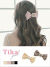 ヘアアクセ ヘアピン ヘアーアレンジ 簡単 まとめ髪 黒 髪留め 韓国 Tika ティカ バックルパールリボンバレッタヘアアクセサリー