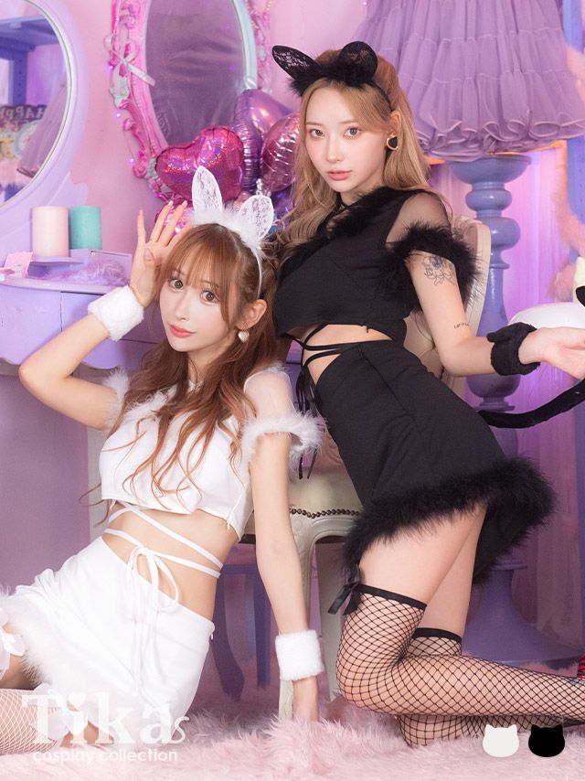 SALE [コスプレ] ふわふわフェザー付きクロスコードセットアップツイン