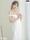 キャバドレス ロング丈 大きいサイズ キャバクラ Tika ティカ オフショルダーサイドゴージャスフリルスリットタイトロングドレス
