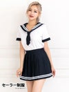 コスプレ ネクタイ付き体型カバーフレアスカートプチプラミニセーラー服 [3点セット]