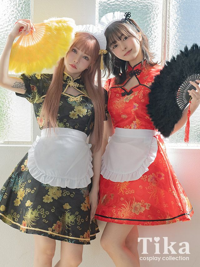 コスプレ ハロウィン チャイナ服 衣装. 仮装 Aライン体型カバーガーリーペアメイドチャイナドレス