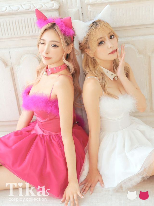 コスプレ ハロウィン キャット 衣装 仮装 ふわふわファー付きボリュームフレアスカートペアセクシー猫アニマル
