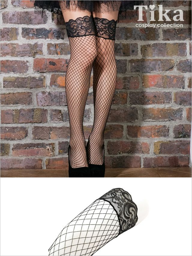 コスプレ 小物 ハロウィン 靴下 ニーハイ 編み 黒 トップレース網ニーハイソックス