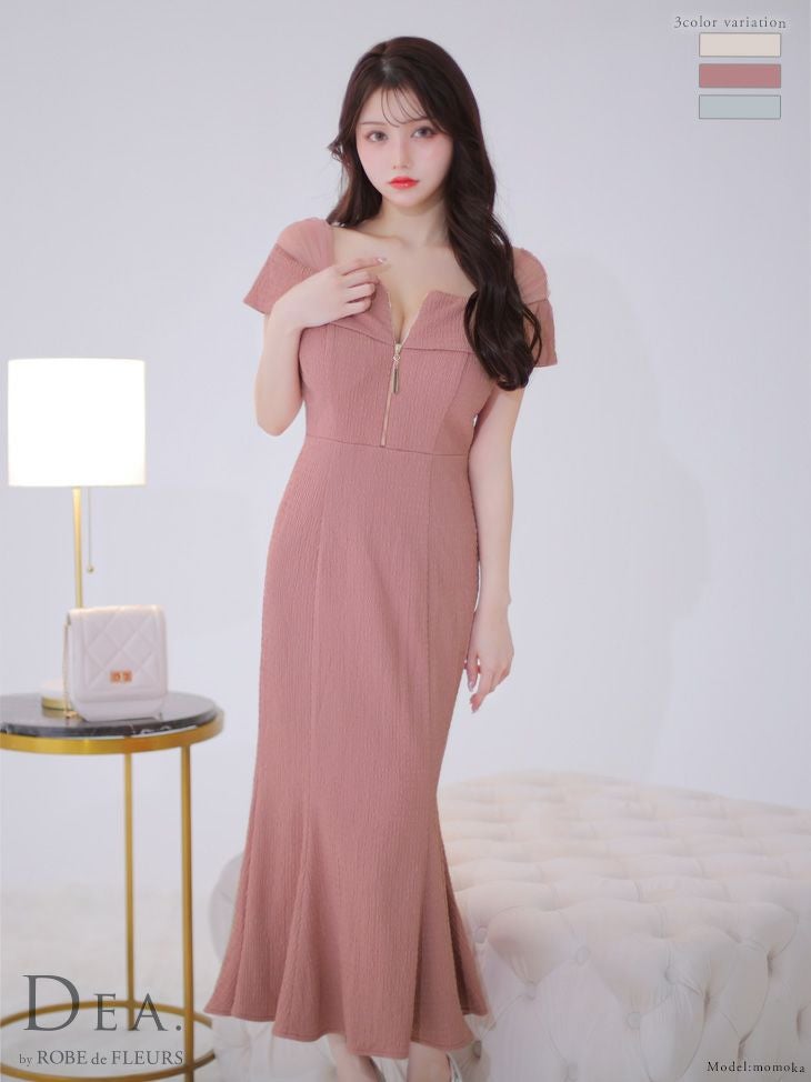 DEA.byROBEdeFLEURS ディアバイローブドフルール 高級オフショルダーチュール×マーメイドワンピースロングドレス