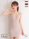 キャバドレス ミニドレス [SALE] [ROBEdeFLEURSGlossy/ローブドフルールグロッシー] 高級ノースリーブバストジップビジューサイドバックチュールクリスマスくびれタイトミニドレス