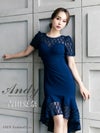 キャバドレス ミニドレス Andy アンディー 高級ブランド半袖タイトテール膝丈ドレス