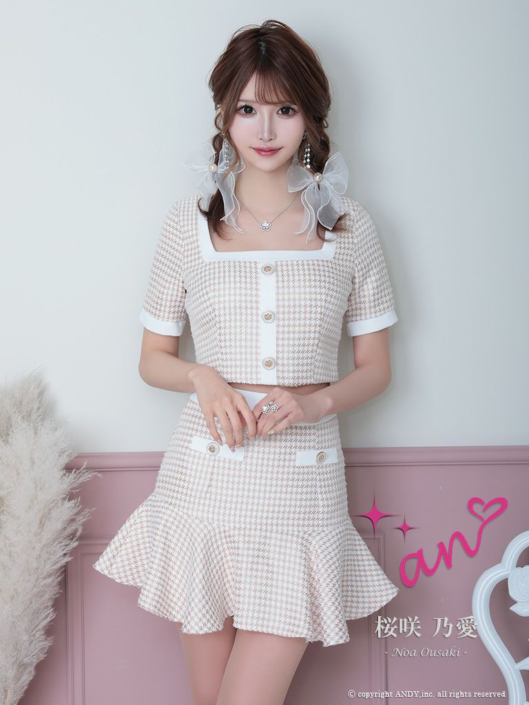 キャバドレス ミニ丈  [an/アン] パステルカラーフレアミニ丈セットアップドレス