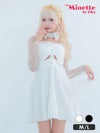 新作★レースチョーカ風チラ見せミニ丈ドレス (M/Lサイズ) (向葵まる/キャバドレス着用) [myMinette/マイミネット]