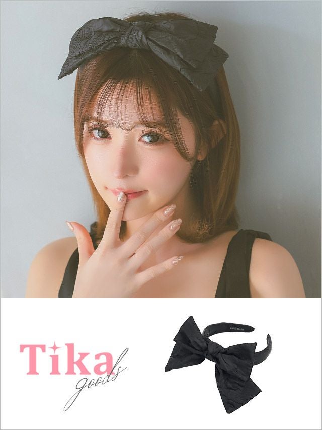 カチューシャ ヘアアクセ リボン 大きめ 黒 ヘッドドレス まとめ髪 ヘアアレンジ ビッグリボン