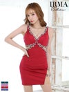 キャバドレス ミニドレス [IRMA/イルマ] 高級ノースリーブゴージャスビジューヌーディーくびれシアー切り替えタイトミニドレス
