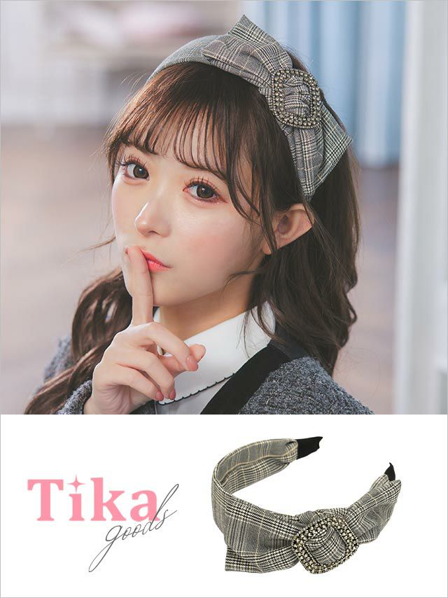 カチューシャ ヘアアクセ ヘアバンド 髪留め ヘアアクセサリー 髪飾り チェック リボン 幅広