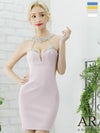 キャバドレス ミニドレス [Angel-R/エンジェルアール] 高級ビジューラインバックシアーデザインくびれラインタイトミニドレス