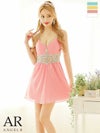 Angel-Rエンジェルアール 高級ウエストパールビジューワンカラーシフォンキャミソールフレアミニドレス