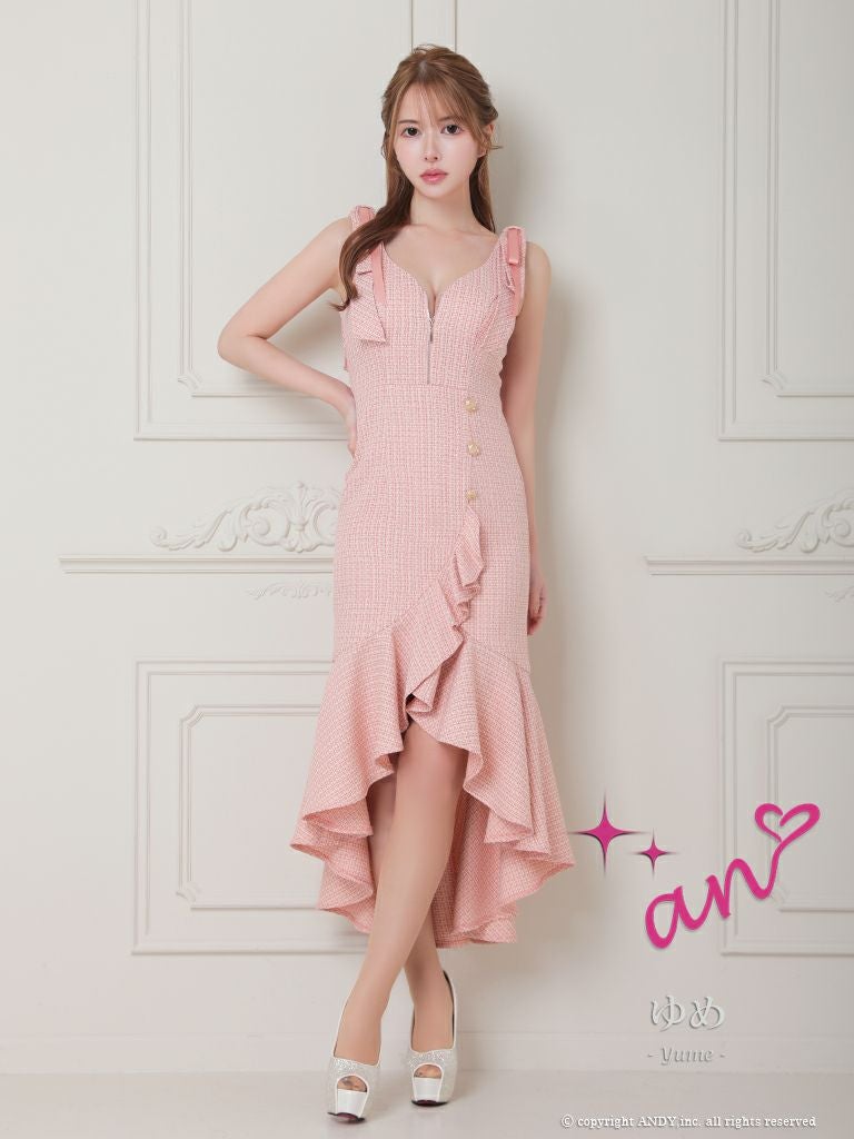 キャバドレス ロングドレス an アン 高級フロントジップノースリーブAラインロングドレス