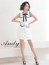 キャバドレス ミニドレス Andy アンディ 高級バイカラーパイピングボタンデザインノースリーブタイトミニドレス