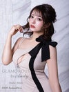 キャバドレス GLAMOROUS Andy ワンショルダーバイカラーリボンバストジップタイトミニドレス