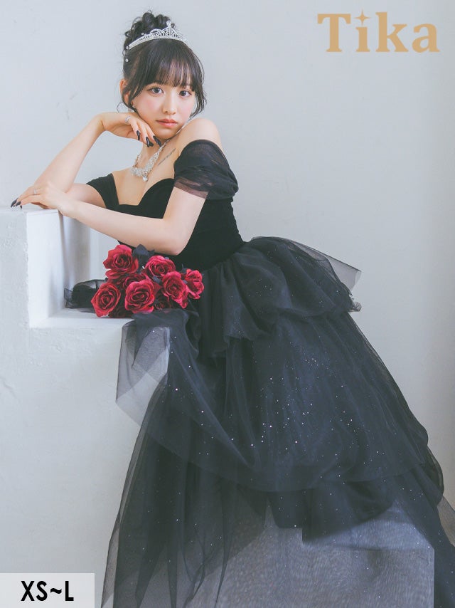 キャバドレス ロング丈 Aライン ロングドレス バースデー フレア オフショルダー イベント 黒 キャバクラ クラブ